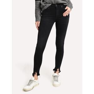 Agolde Women's Sz 24 Sophie Mid Rise Skinny Ankle Jeans Chewed Hem Washed Black